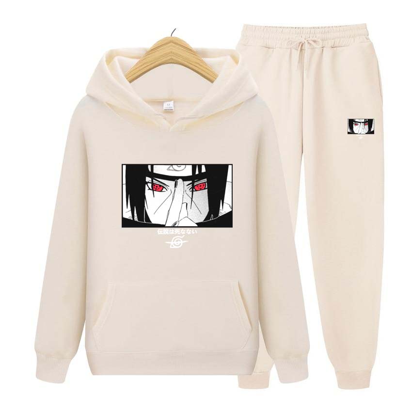 Men's Sets Anime Print Sweatshirt Sport Suit Tracksuit 2 Pieces Set Sweatshirt+Pants Suit Hooded Jacket Coat