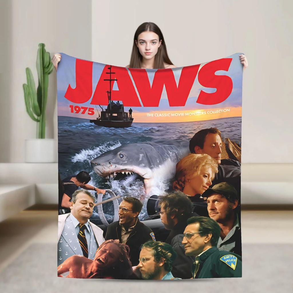 Jaws 40° Anniversario Retro Vintage s Film Coperta Morbida Leggera Copertura per Letto o Divano Design Personalizzato