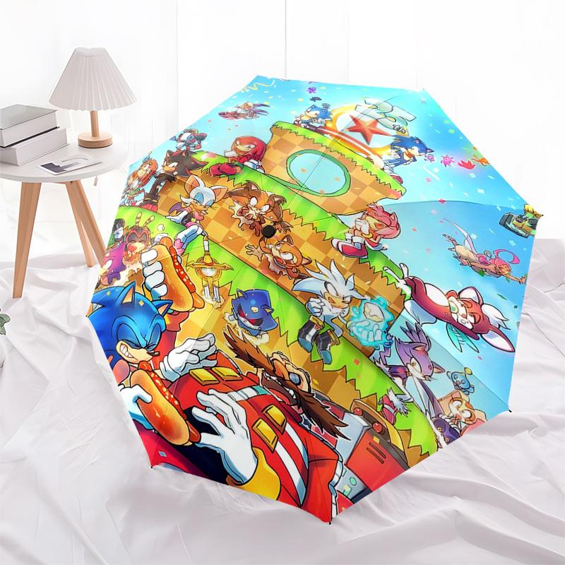 

1pc Christmas Pikachu & Friends Santa Sleigh, Automatic Opening Closing Umbrella, Portable 3-Fold Design, 8-Bone Iron Frame Outdoor Umbrella, Festive