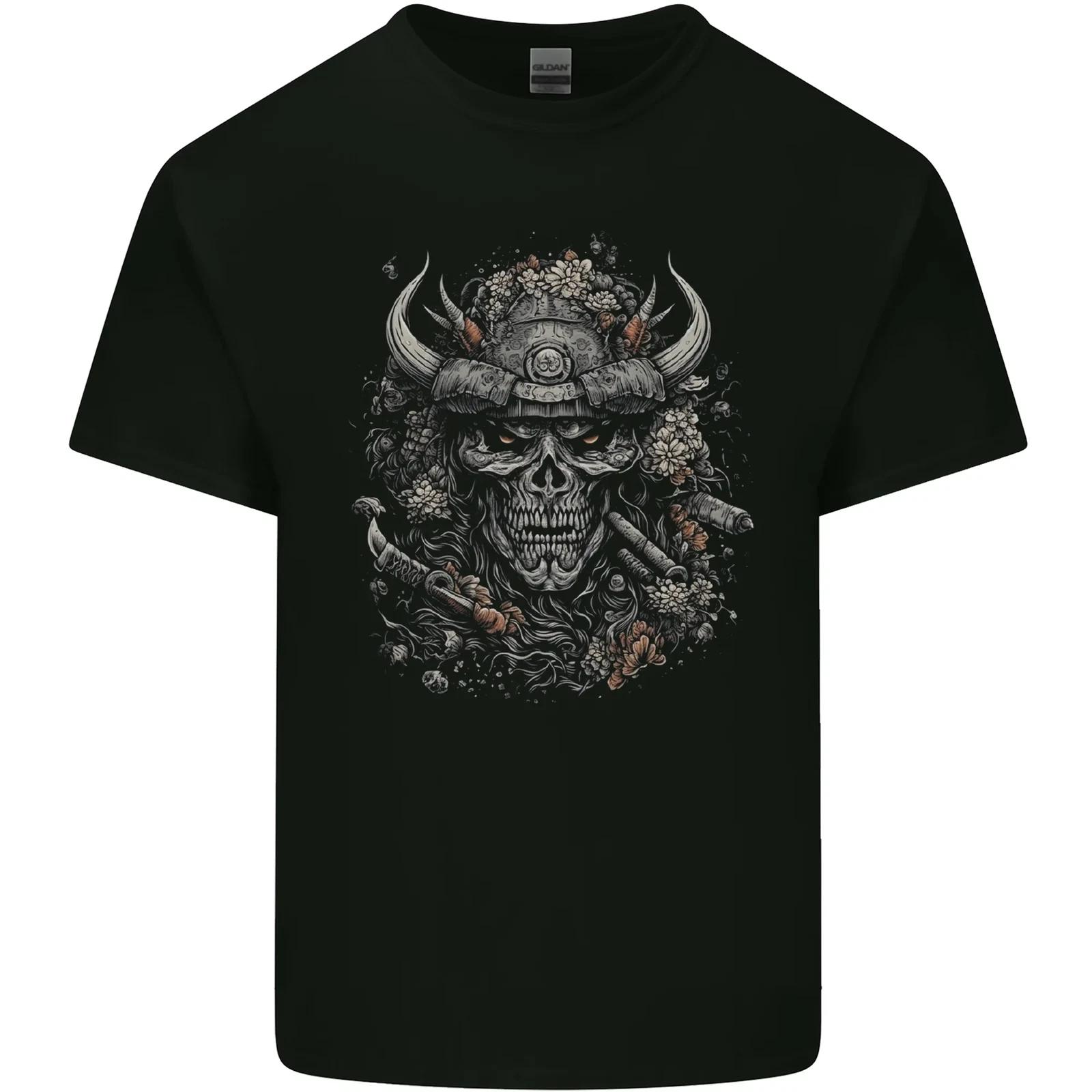 Samurai Skull Fantasy Warrior Bushido Ronin Kids T-Shirt Childrens S