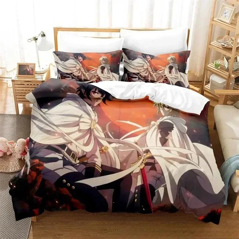 Luxury New 3D Print Anime Seraph of the end Bedding Set Girls Twin Queen King Size Duvet Cover Pillowcase Bed boys Adult