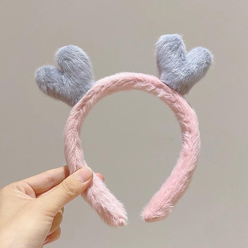 Plush antler face-washing headband women's facial mask wash makeup headband women's cute all-match out headwear