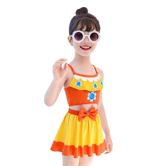 Maillot de bain Tankini 2 pièces pour filles Épaules dénudées Princesse Mignon Nœud Motif floral