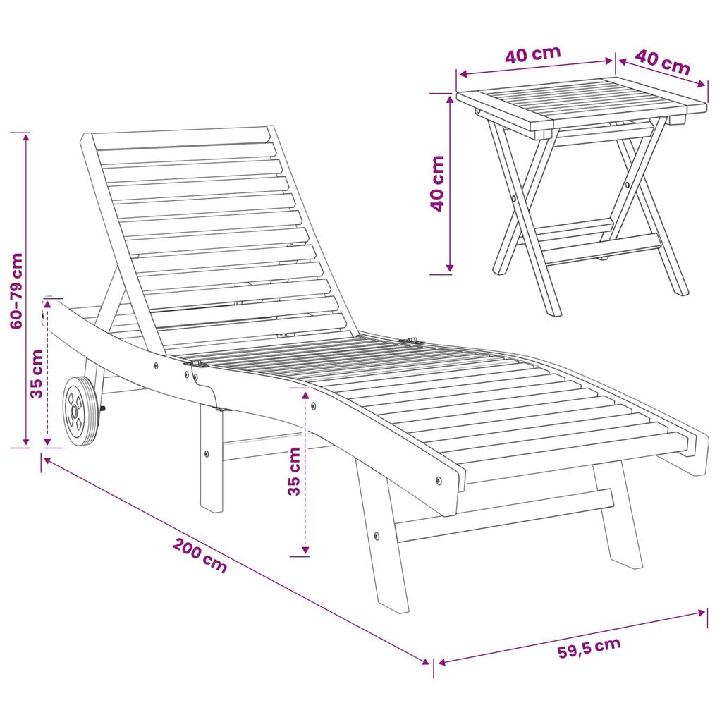 Sun Lounger 2 Pcs Brown Solid Wood Teak