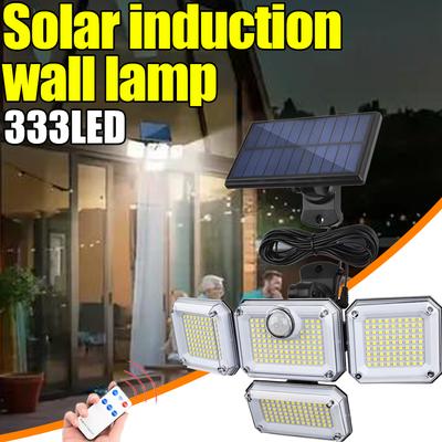 333LED Solar Light 333led IP44 Waterproof Outdoor Indoor Solar Garden Lamp With Adjustable Head Wide Lighting Angle With 3 Mode