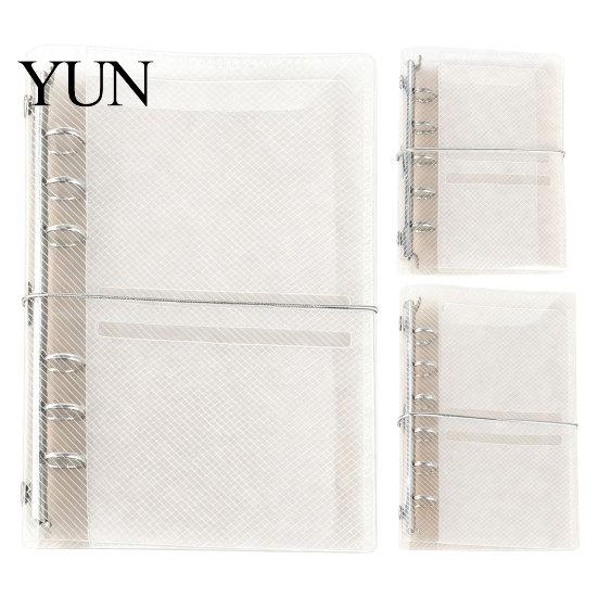 Portable Trifold Binder A6 A7 M5 Binder, 5/6-Rings Transparent Refillable Loose Leaf Folder Folder, Planner Budget Notebook Cover for School, Office,