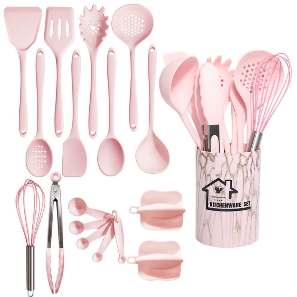 18PCS Non-Stick Silicone Kitchen Utensils Set Scald-proof Spatula and Spoon  Dormitory