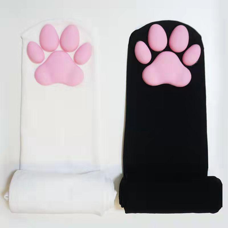 3D Cat Paw Silicone Thigh-High Socks - Cute Anime Lolita JK Style