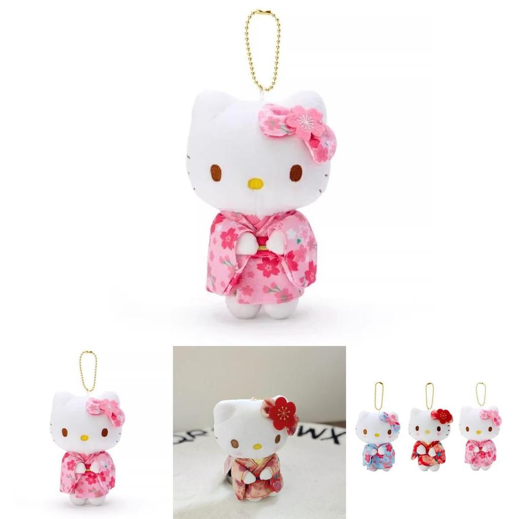 Adorable Hello Kitty Plush Doll Keychain With Japanese Kimono Design In Multiple Colors