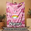 Custom Name Personalized Care Bears Print Blanket, Home Decor, Bedroom, Sofa, Camping, Couch, Gifts for Birthday Christmas
