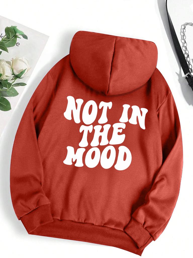 Not In The Mood Persönlichkeitsbrief Weibliche Hoodies Persönlichkeit Lose Hoodie Herbst Warme Fleece Hoody Harajuku Street Pullover