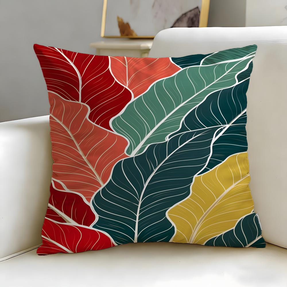 Artistic Leaves Cushion Cover Soft & Easy-Wash Pillow Case – Versatile For Couch, Bed, Travel And Office