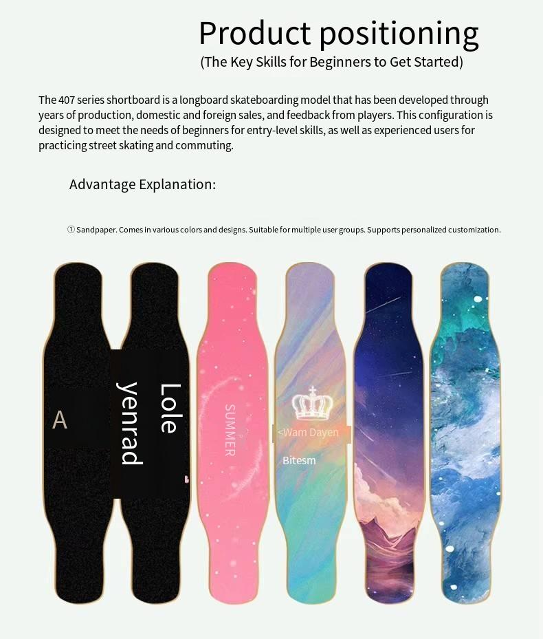 46IN Big Longboard Skateboard Boys Girls Beginners Adults Four-Wheel Street-Style Professional Double Rocker Maple Wood Dyed