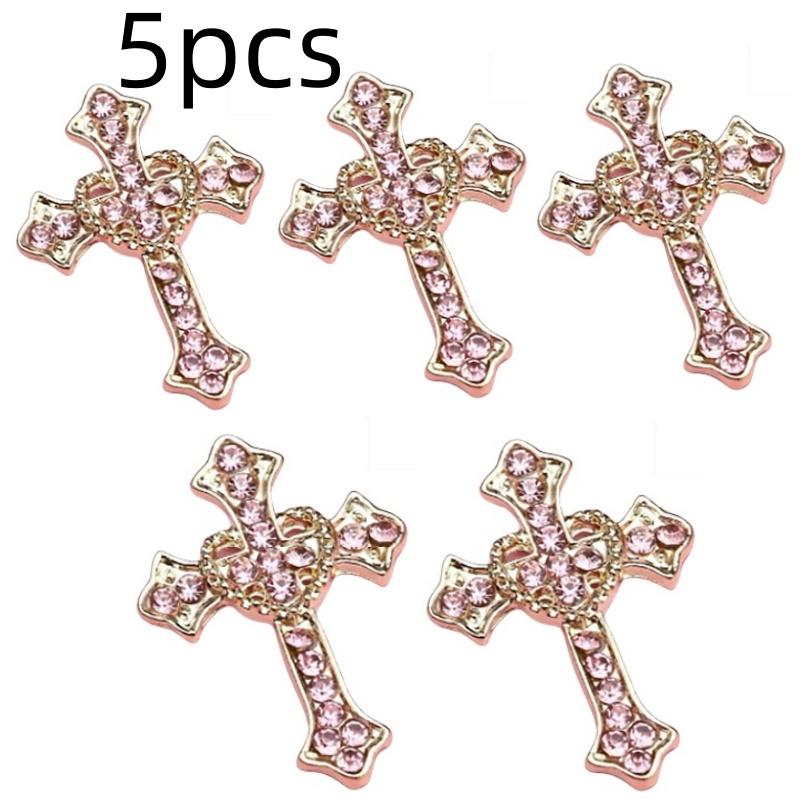 10/5pcs Punk Cross Nail Charms 3D Gold Silver Diamond Nail Art Decoration Sparkling DIY Manicure Rhinestones Jewelry for Women