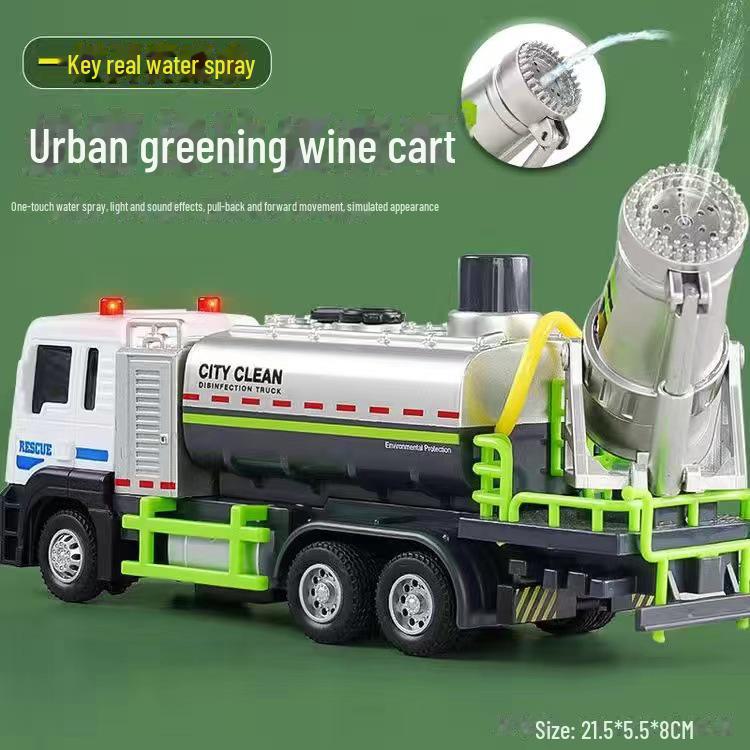 Large Toy Sprinkler Truck: Inertia-Powered Water Spray Engineering Vehicle for Kids