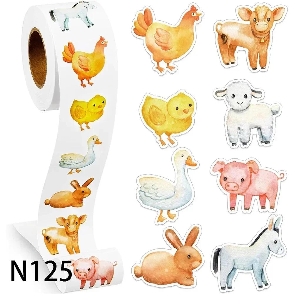 Animals Stickers 500Pcs/Roll Heterotypic Forest 2.5cm/1.0'' Art Labels Learning Rewards Adorn Gifts For Watercup Phone PC Pad