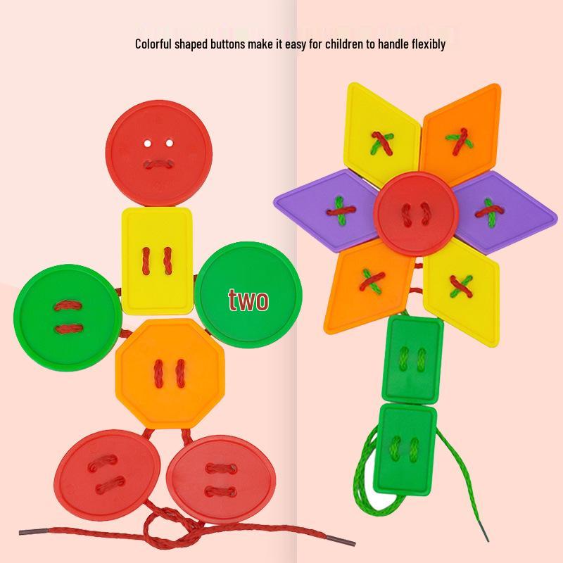 Geometric Lacing Board: Fine Motor Skills Building Blocks for Ages 3+.