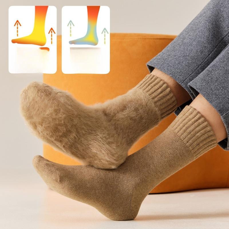 Thick Cashmere Socks, Men's Autumn and Winter Mid-calf Socks, Fleece Cold-proof and Warm Wool Socks, Super Thick Long Socks