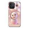 Suitable for Apple 15pro Airbag Stand, Phone Case Telescopic Stand, Glass Cartoon Painted Protective Case