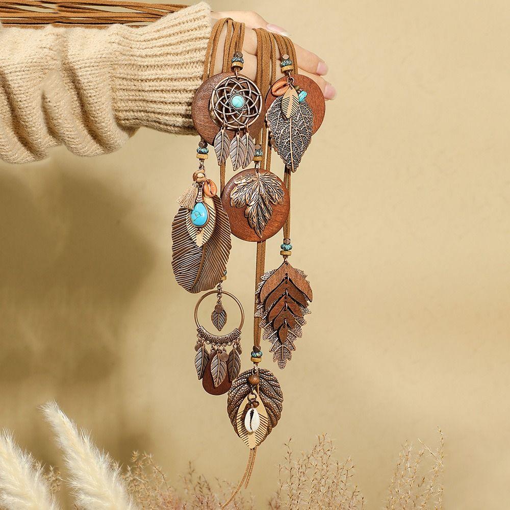 Elegant Turquoise Shell Pendant Women Fashion Brown Pendent Necklaces Boho Long Neckalce  Jewelry