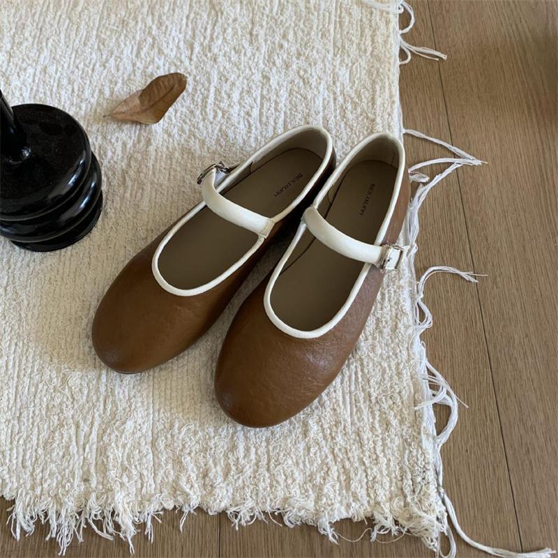 

Модные IPPEUM Ретро Балетки из ПУ кожи Черные Балетки Zapatos Mujer Винтажные Туфли Мэри Джейн для Женщин 225 коричневый