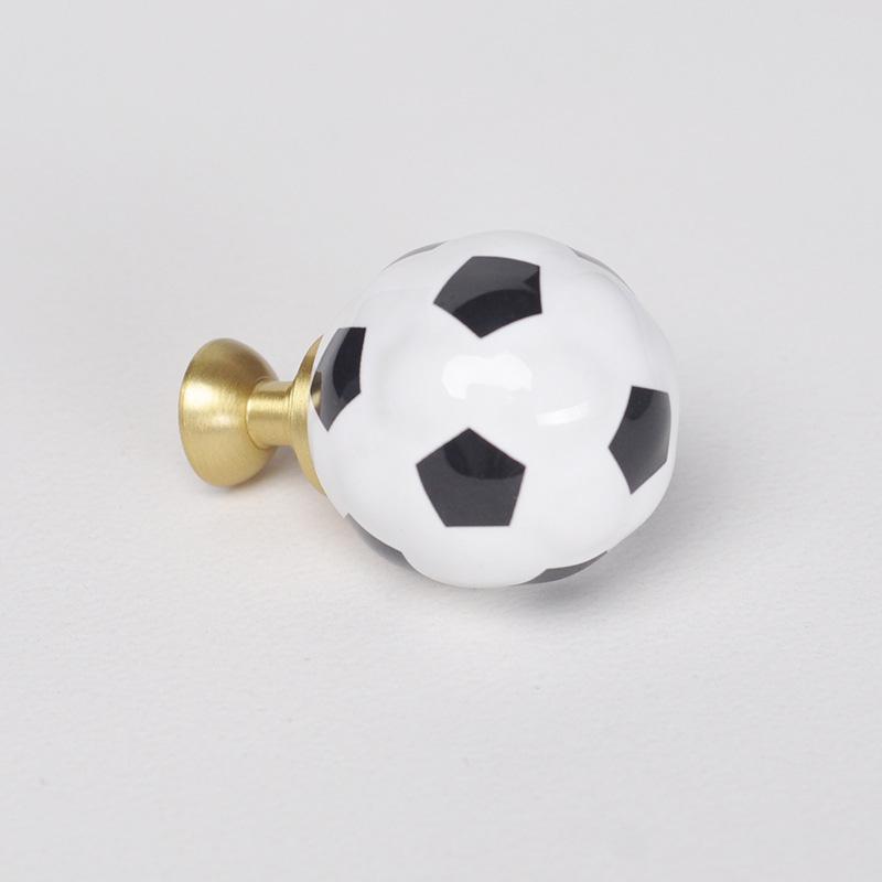 1PC Lovely Fashion Ceramic Handles  Cute Football Drawer Knobs Sport Style Cabinet Pulls