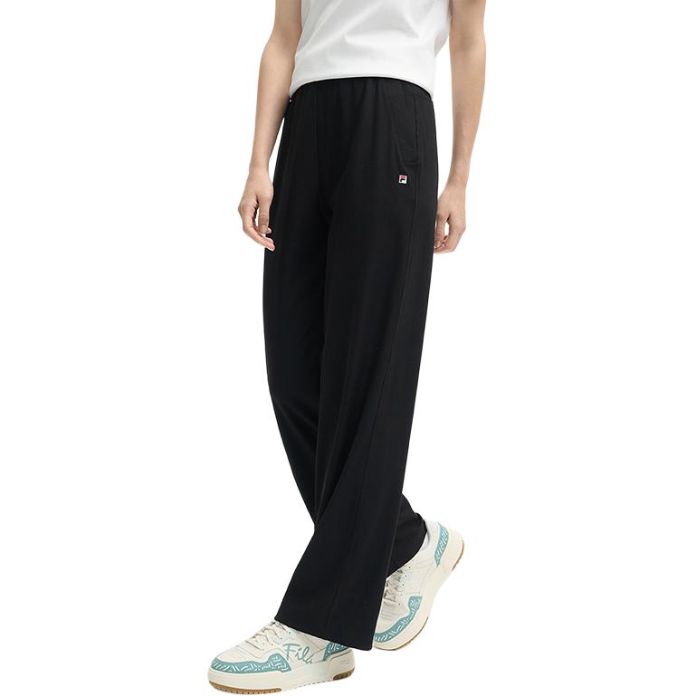 Fila Heritage Series Fitted Comfortable Mid-Rise Elastic Logo Design Knitted Sports Pants Women Pants Black F11W528603F-BK