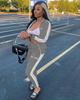 European and American Women's Fashion Letter Embroidery Zipper Sport Casual Two-Piece Set