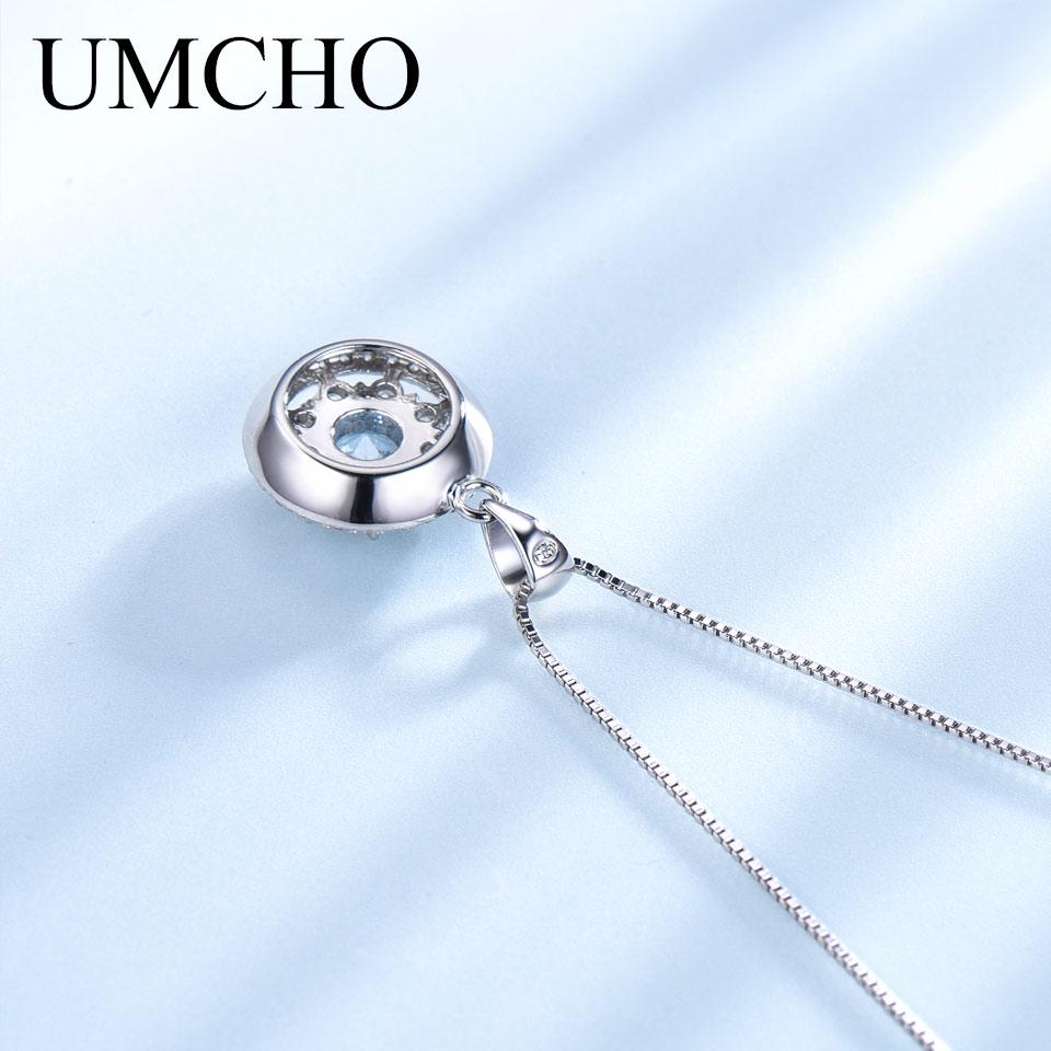 Umcho Leaf Blue Pendant Necklace Gemstone For Girl Gift Fine Jewelry