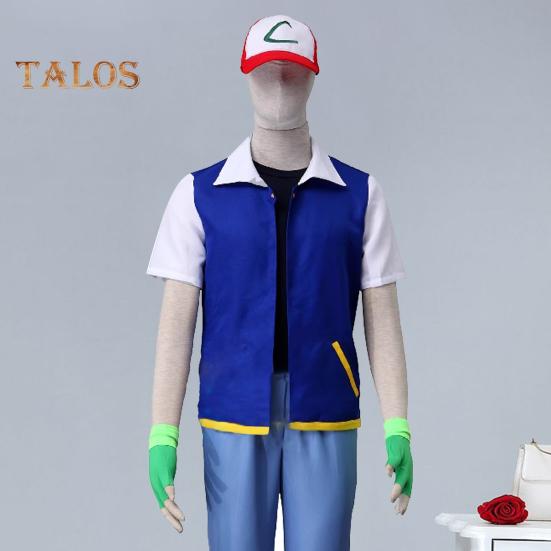 3Pcs/Set Anime Outfit Role-Playing Costume Ash Fans Jacket Gloves Hat Set Daily Wear Parties Festivals