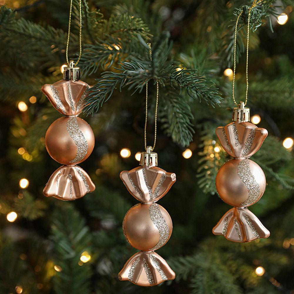 Champagne Christmas Hanging Decoration Plastic Gift Pinecone Bell Christmas Tree Ornament Festival Favors Dinosaur Soldier Candy