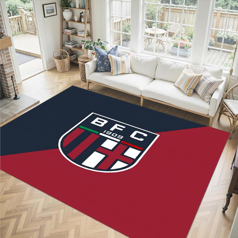 Bologna FC Design Crystal Velvet Carpet Cozy Non?Slip Printed Rug For Bedroom Living Room Entrance