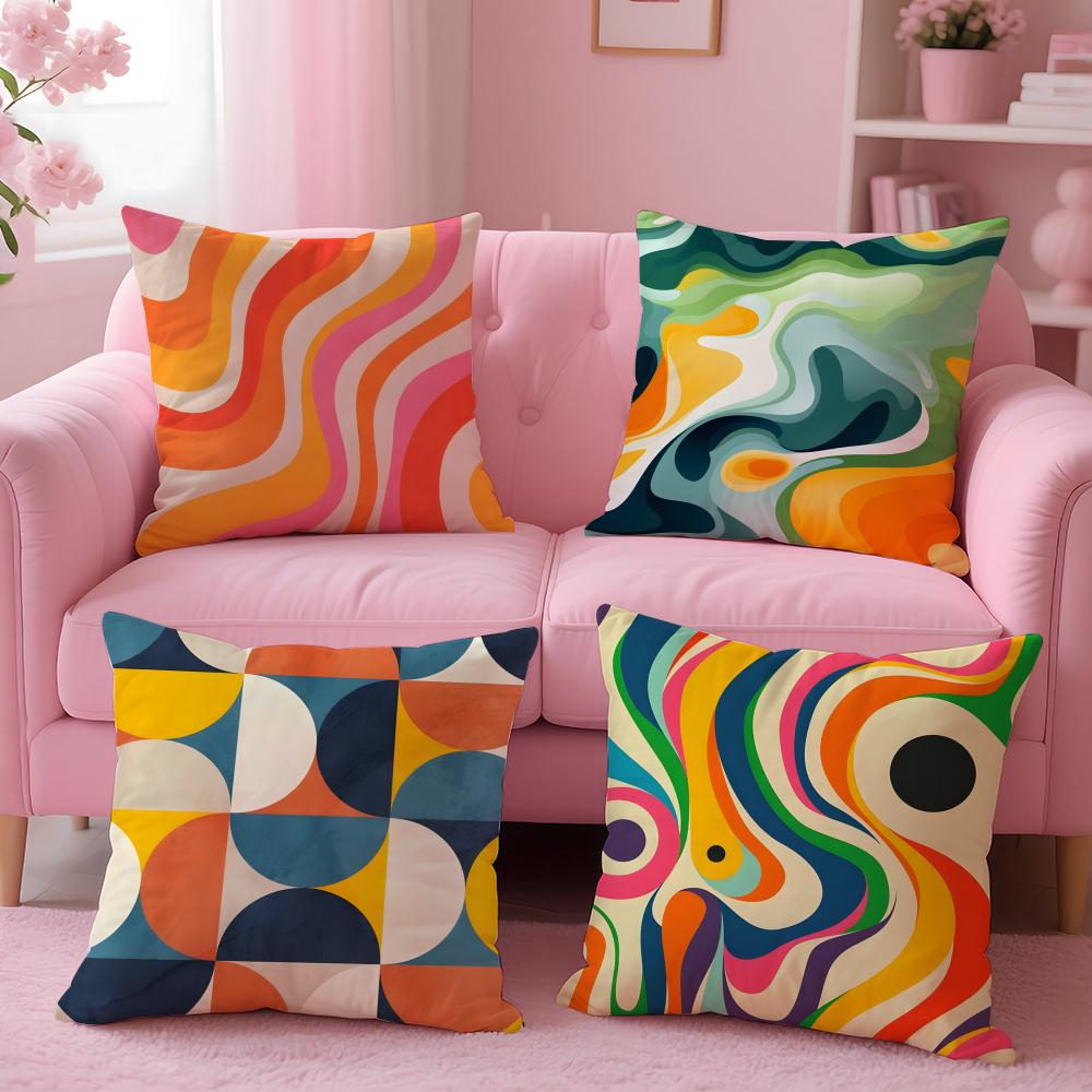 Abstract Geometric Pattern Cushion Cover Pillow Case Soft Skin Friendly Fabric Concealed Zipper