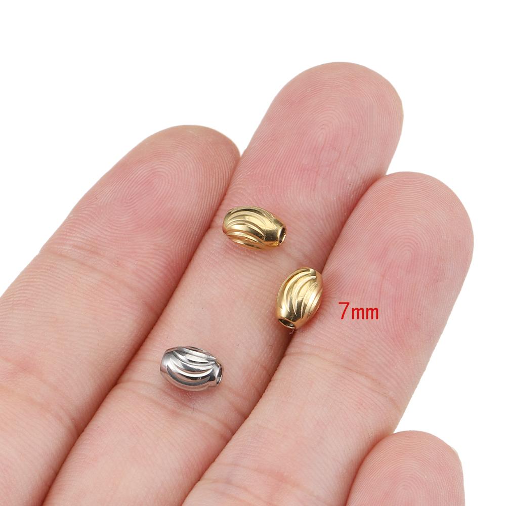 20pcs Stainless Steel Gold Color Oval Cylinder Water Wave Spacer Loose Bead for Bracelets Necklace Beads Jewelry Making DIY