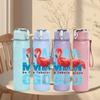 1PC Pink Flamingo HA HA Letter Print 750ml Color Plastic Sports Water Bottle Leakproof Flip Straw Lid Suitable for Sports Office Home Use