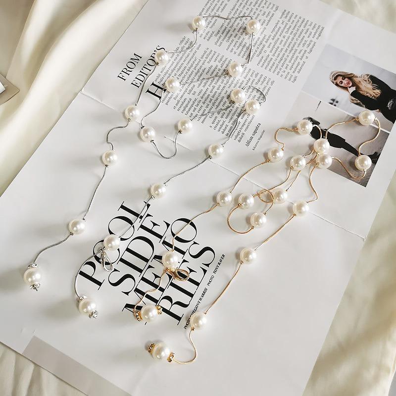 European and American jewelry fashion imitation pearl fringed waist chain women's simple dress decorative belt waist accessories