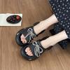 Thick Bottom 2025 Beach New Open-toed One-word Drag Women Wear Fashionable Non-slip Cool Slippers Summer Versatile Bow