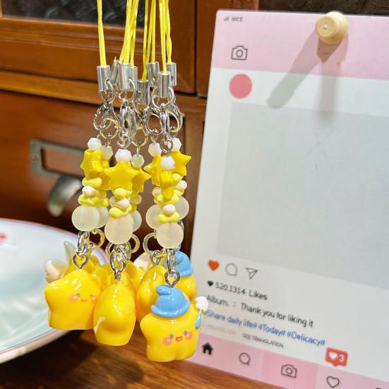 Decorative Pendant Cartoon Star Beaded Charm Portable Bag Pendant with Lanyard Mobile Phone Hanging Ornament