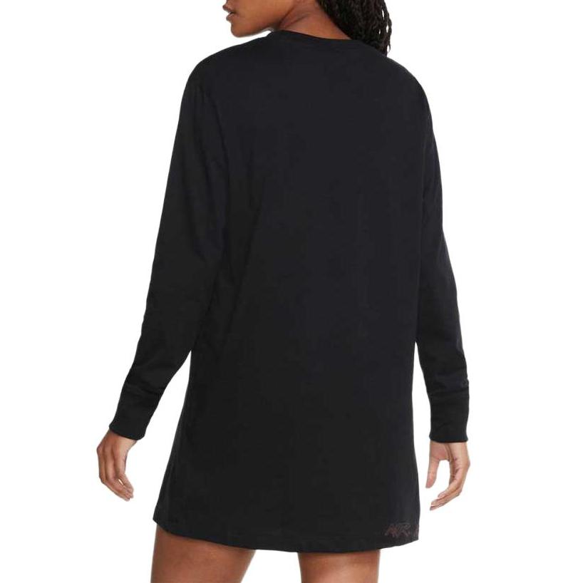 Nike Long Sleeved Dresses Women's Black Crew Neck Moderate Short CU6509-010