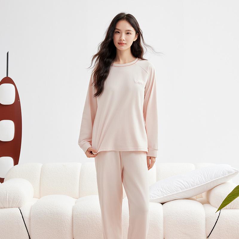 

Женская пижама класса А из 100% хлопка, 220 г: Утепленный, с начесом для тепла, Идеально для осенне-зимней домашней одежды M