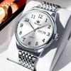 OLEVS Popular Waterproof Analog Metal Band Stainless Steel Day of the Quartz Silver Large Gift Men's Watch, Fashion, Watch, Men's Watch, Watch, Men's