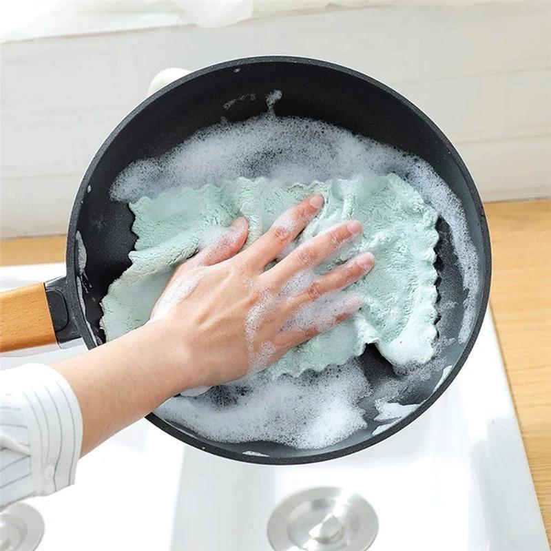 10/pcs Microfiber Kitchen Cloth Dish Towels Super Absorbent Coral Velvet Dishtowels Nonstick Oil Washable Fast Drying