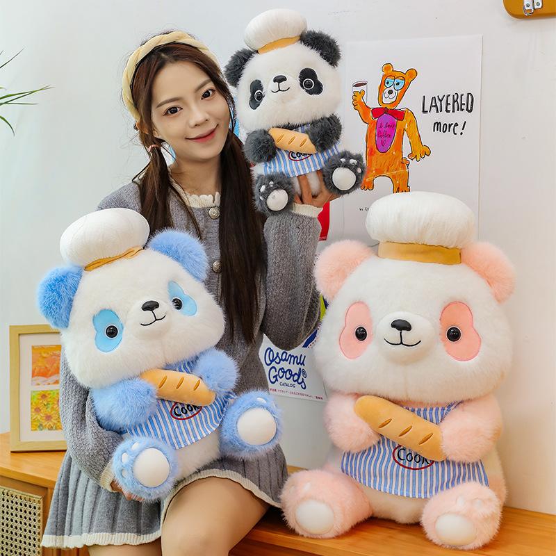Cartoon Baking Panda Plush Toys Cute Bakery Chef Doll Children's House Pillow