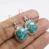 Blue Copper Turquoise Earrings, 925 Sterling Silver, Rectangle Gemstone