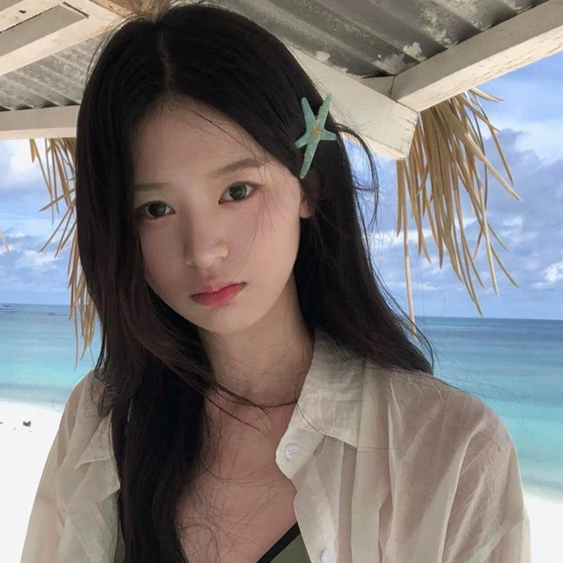 Summer Beach~ Resin Starfish Hairpin Dopamine Small Fresh Bangs Clip Duck Beak Clip Seaside Vacation Hair Accessories