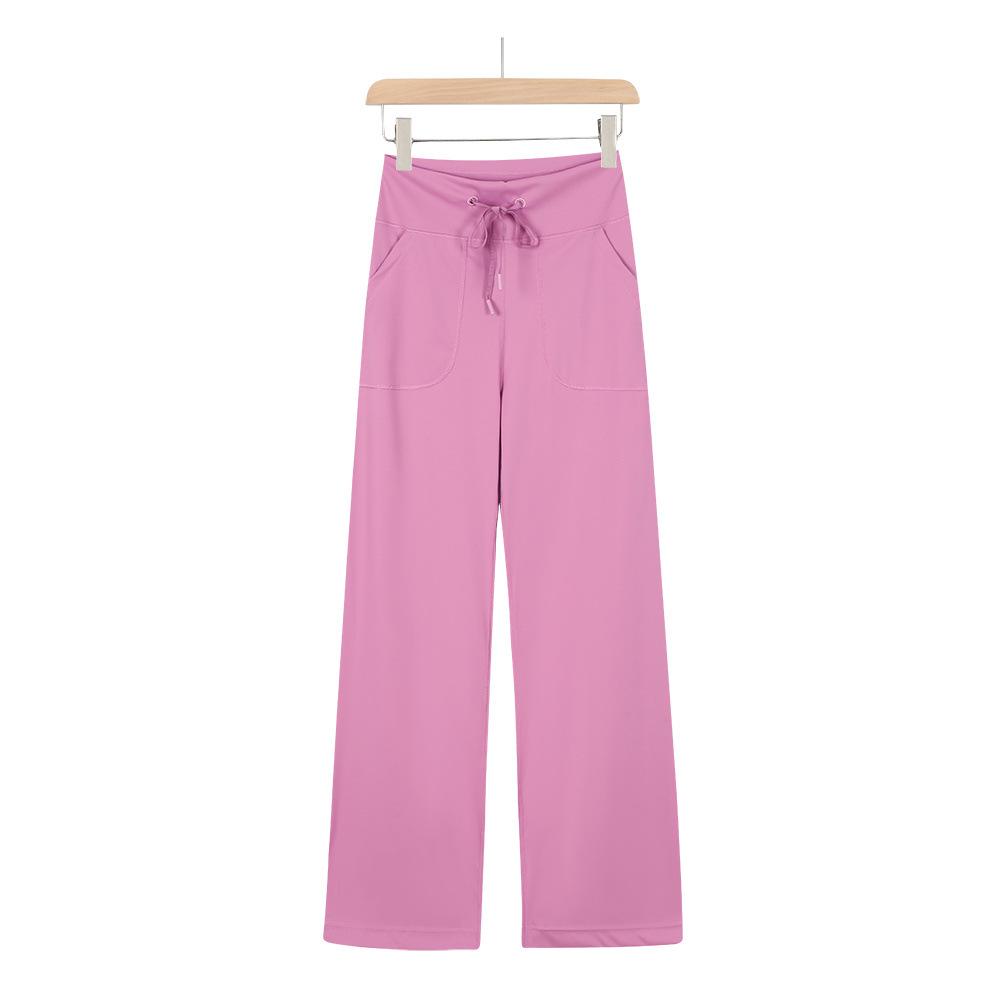 Lulu-Inspired High Waist Yoga Pants - Drawstring Straight Leg with Loose Drape for Casual Sports