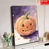 DIY Frameless Pearl Bead Painting Kit Halloween Pumpkin Sparkling Canvas Art Creative Gift for Craft Lovers