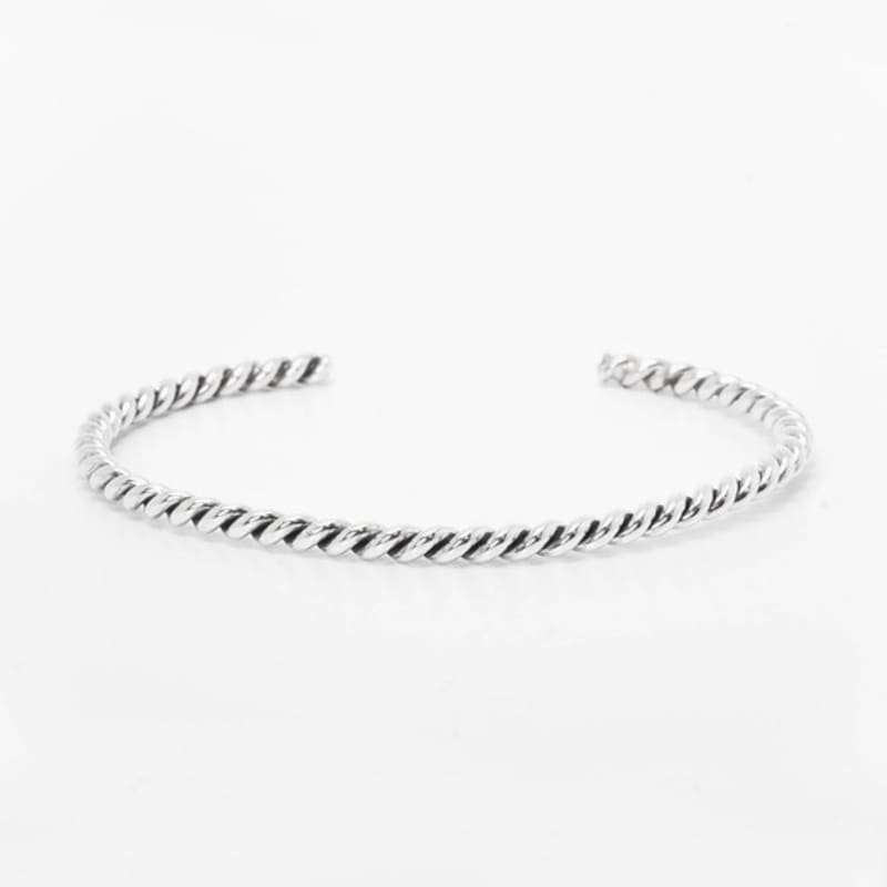 

HARANG HR 08B_Silver Twist Bangle Bracelet Glossy free