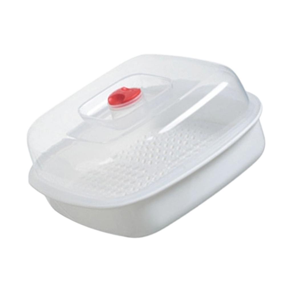 Microwave Safe Steamer Box With Wide Ergonomic Handles Transparent Lid And Steam Vents For Efficient Heating PP5 Material Multi Layer Design