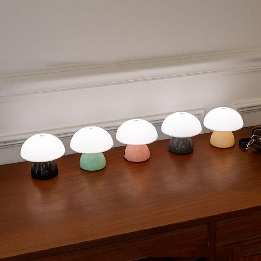 Warm White Lights Mushroom LED Table Lamp Dimmable Function USB Charging Port USB Charging Night Light LED Technology